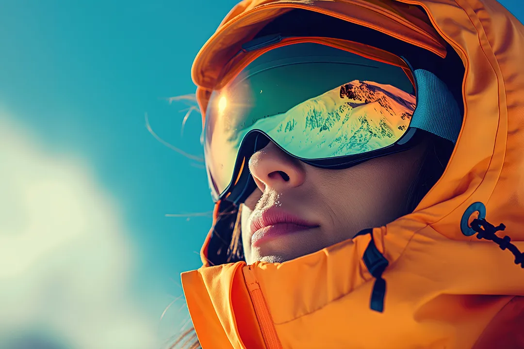 Young woman in ski clothing on a sunny day